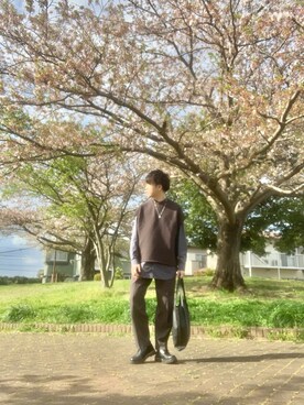 「LAKOLE（ラコレ）のアイテム（トートバッグ）」を使った、しゅんさん（メンズ・170cm）の春コーディネート