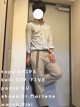 「アイテム（ベルト、ブルー系）」を使った、いっとーさん（メンズ・177cm）の夏コーディネート