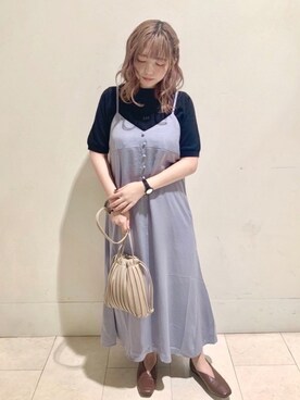 「プリーツバッグ」｜「アイテム（ワンピース/ドレス）」を使った、せなさん（レディース・154cm）の秋コーディネート