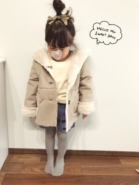 「CIAOPANIC TYPY（チャオパニックティピー）のアイテム（ムートンコート）」を使った、yさん（キッズ・90cm）の冬コーディネート