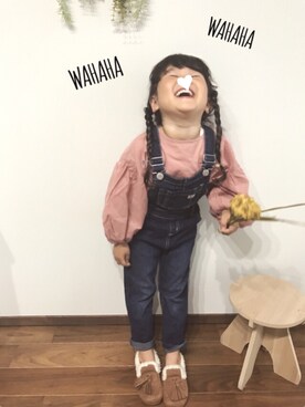 「Right-on（ライトオン）のアイテム（サロペット/オーバーオール）」を使った、yさん（キッズ・100cm）の秋コーディネート