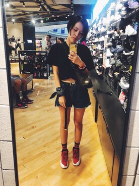 「VINTAGE（ヴィンテージ）のアイテム（ヘアバンド）」を使った、Double.Wさん（レディース・165cm）の夏コーディネート