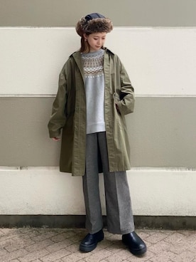 「ブーツコーデ」｜「アイテム（ステンカラーコート）」を使った、Ayano.さん（レディース・168cm）の冬コーディネート