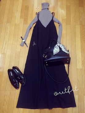 「キャミソールワンピ」｜「アイテム（ライダースジャケット）」を使った、來子さん（レディース・164cm）の春コーディネート