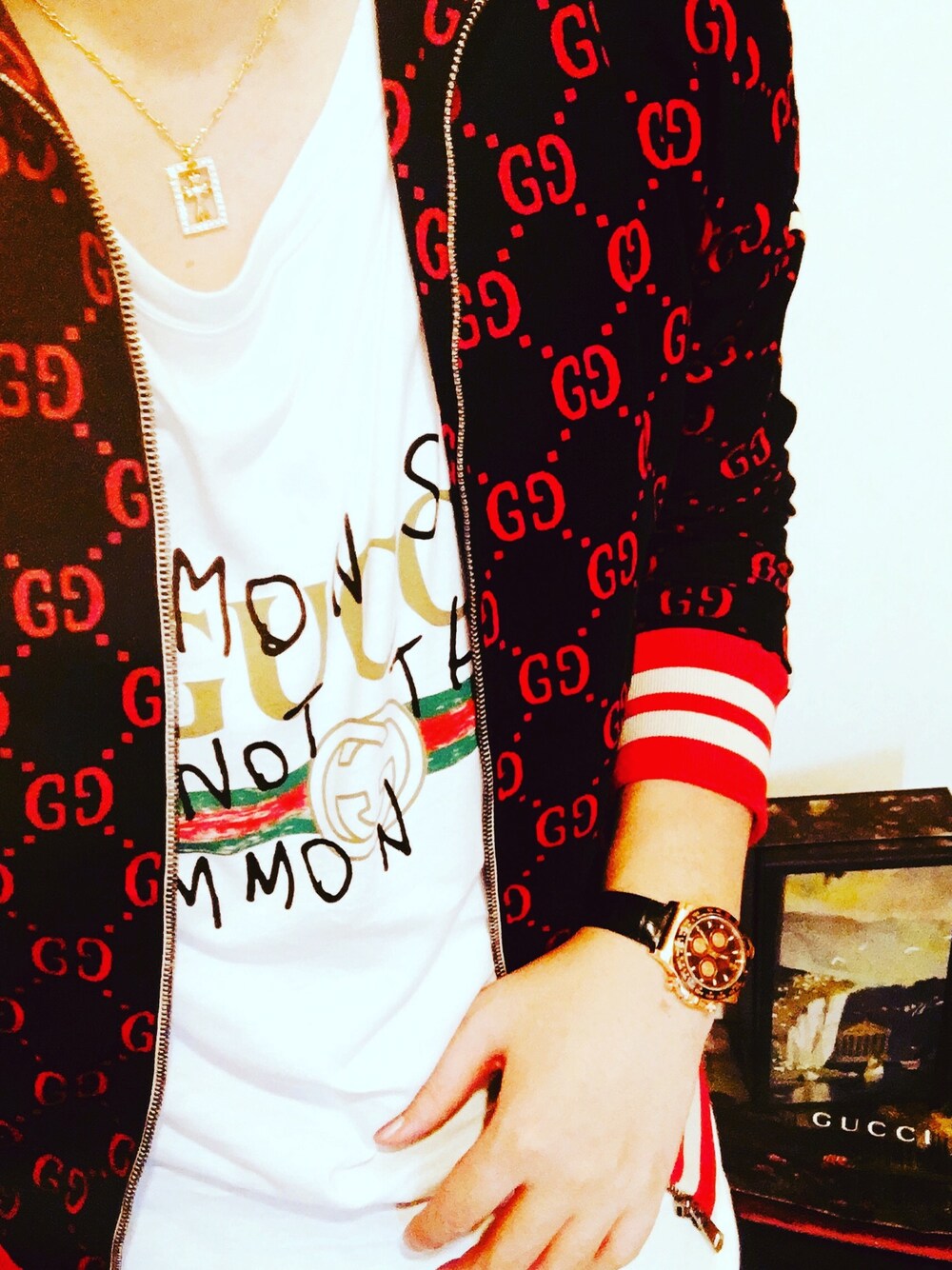 「GUCCI」｜「GUCCIのアイテム（ジャージ、その他）」を使った、デイトナさん（メンズ・184cm）の秋コーディネートの1枚目の写真