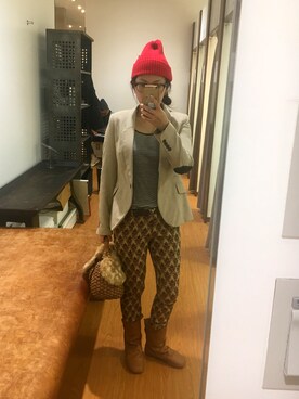 「BEAMS（ビームス）のアイテム（かごバッグ）」を使った、machiさん（レディース・158cm）の秋コーディネート