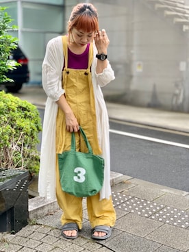 「Another Edition（アナザーエディション）のアイテム（オールインワン・サロペット）」を使った、kiiroitoriさん（レディース・156cm）の夏コーディネート