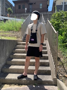 「DANTON（ダントン）の【DANTON/ダントン】ポケットTシャツ #JD-9041（Tシャツ/カットソー、ベージュ系）」を使った、hhhyyytttさん（メンズ・175cm）の夏コーディネート