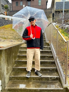 「雨の日」｜「アイテム（ブルゾン）」を使った、hhhyyytttさん（メンズ・175cm）の冬コーディネート