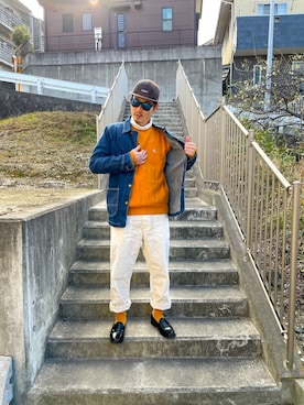 「Lee（リー）のアイテム（カバーオール）」を使った、hhhyyytttさん（メンズ・175cm）の冬コーディネート