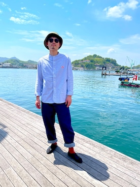 「DANTON（ダントン）のアイテム（デニムパンツ）」を使った、hhhyyytttさん（メンズ・175cm）の春コーディネート