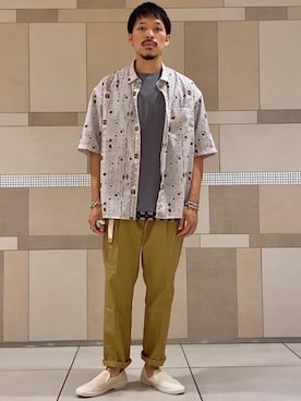 「☆柄シャツ」｜minetokuさん（メンズ・173cm）の夏コーディネート