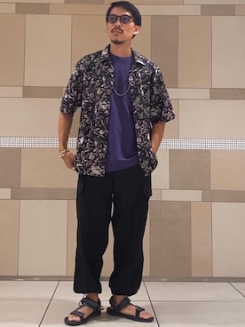 「☆柄シャツ」｜minetokuさん（メンズ・173cm）の夏コーディネート