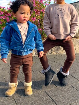 「BILLABONG（ビラボン）のアイテム（ブルゾン）」を使った、ひろさん（キッズ・90cm）の冬コーディネート