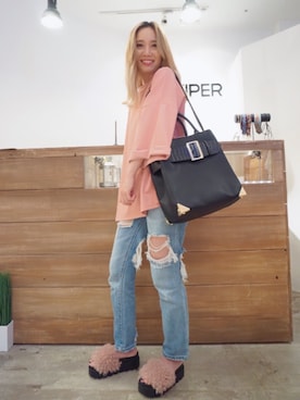 「FIG&VIPER（フィグアンドバイパー）のアイテム（トートバッグ）」を使った、MEGさん（レディース・160cm）の秋コーディネート