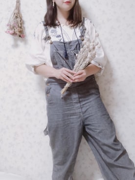 「青文字系」｜「アイテム（サロペット/オーバーオール）」を使った、むぎ。さん（レディース・160cm）の春コーディネート