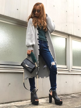 「ENVYM（アンビー）のアイテム（バッグ）」を使った、HARUKAさん（レディース・156cm）の秋コーディネート