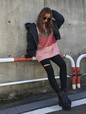 「ENVYM（アンビー）のアイテム（ブルゾン）」を使った、HARUKAさん（レディース・156cm）の冬コーディネート