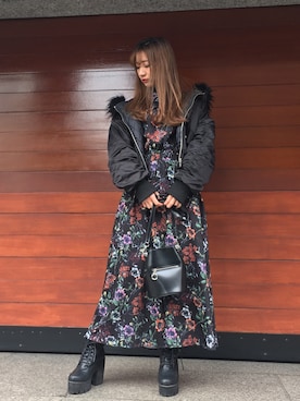 「ENVYM（アンビー）のアイテム（ブルゾン）」を使った、HARUKAさん（レディース・156cm）の冬コーディネート