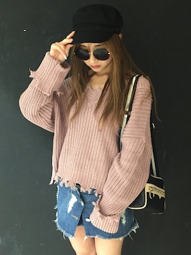 「マリンキャップ」｜HARUKAさん（レディース・156cm）の春コーディネート