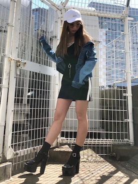 「ENVYM（アンビー）のアイテム（帽子）」を使った、HARUKAさん（レディース・156cm）の春コーディネート