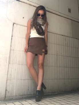 「ENVYM（アンビー）のＺＩＰ ＷＡＩＳＴ ＢＡＧ（ボディバッグ/ウエストポーチ）」を使った、HARUKAさん（レディース・156cm）の夏コーディネート