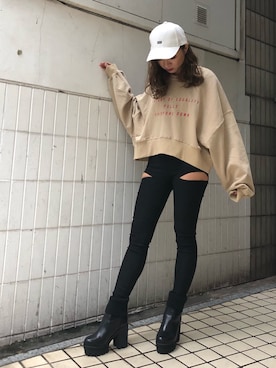 「ENVYM（アンビー）のアイテム（帽子）」を使った、HARUKAさん（レディース・156cm）の秋コーディネート