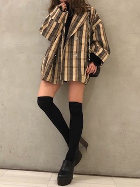 「コクーンコート」｜HARUKAさん（レディース・156cm）の秋コーディネート