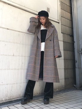 「レイヤード風」｜「アイテム（その他アウター）」を使った、HARUKAさん（レディース・156cm）の秋コーディネート