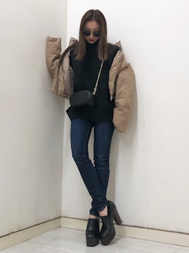 「ENVYM（アンビー）のアイテム（バッグ）」を使った、HARUKAさん（レディース・156cm）の秋コーディネート