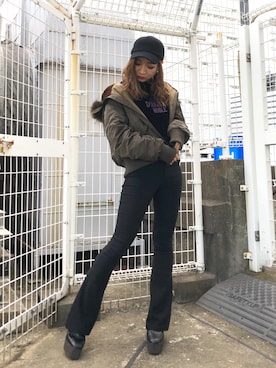 「ENVYM（アンビー）のアイテム（ブルゾン）」を使った、HARUKAさん（レディース・156cm）の秋コーディネート