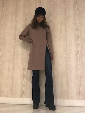 「ENVYM（アンビー）のアイテム（帽子）」を使った、HARUKAさん（レディース・156cm）の冬コーディネート