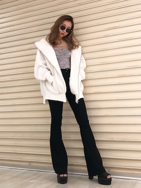 「アイテム（ブーティ）」を使った、HARUKAさん（レディース・156cm）の冬コーディネート