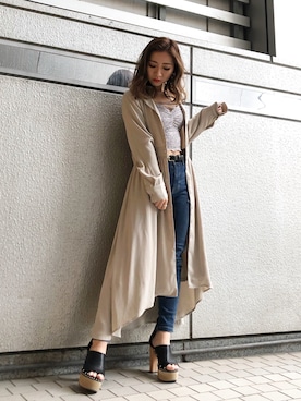 「アイテム（キャミソール、グレー系）」を使った、HARUKAさん（レディース・156cm）の春コーディネート