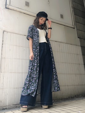 「ネイビー×ホワイト」｜「アイテム（ワンピース/ドレス）」を使った、HARUKAさん（レディース・156cm）の夏コーディネート