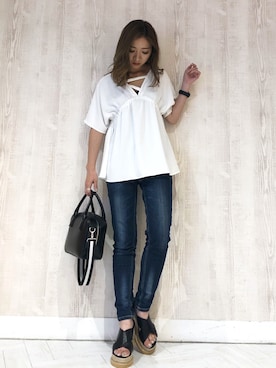 「ENVYM（アンビー）のアイテム（バッグ）」を使った、HARUKAさん（レディース・157cm）の夏コーディネート