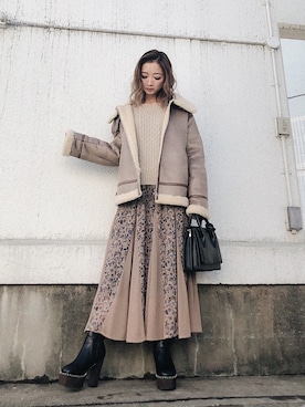 「ENVYM（アンビー）のアイテム（バッグ）」を使った、HARUKAさん（レディース・157cm）の冬コーディネート