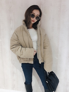 「ENVYM（アンビー）のアイテム（バッグ）」を使った、HARUKAさん（レディース・157cm）の冬コーディネート