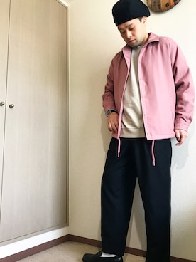 「JUNRED（ジュンレッド）のアイテム（ハンチング/ベレー帽）」を使った、モハメド有村さん（メンズ・171cm）の春コーディネート