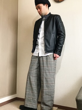 「JUNRED（ジュンレッド）のアイテム（ハンチング/ベレー帽）」を使った、モハメド有村さん（メンズ・171cm）の春コーディネート