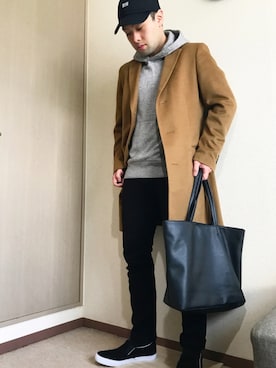 「UNIQLOコーデ」｜「アイテム（スリッポン）」を使った、モハメド有村さん（メンズ・171cm）の冬コーディネート