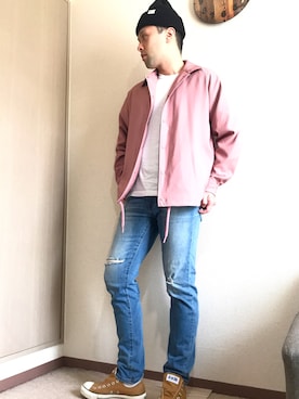 「RAGEBLUE（レイジブルー）のアイテム（その他アウター）」を使った、モハメド有村さん（メンズ・171cm）の春コーディネート