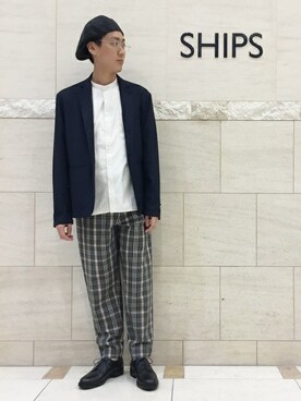 「ハンチング」｜「アイテム（ニットキャップ/ビーニー）」を使った、桑畑さん（メンズ・175cm）の秋コーディネート
