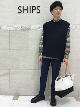 「SHIPS」｜桑畑さん（メンズ・175cm）の秋コーディネート
