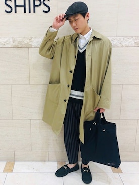 「アイテム（ハンチング/ベレー帽）」を使った、桑畑さん（メンズ・175cm）の秋コーディネート