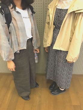 「グレンチェック」｜「アイテム（マウンテンパーカー）」を使った、.mさん（レディース・162cm）の秋コーディネート