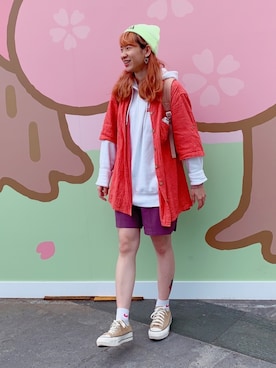 「アイテム（ニットキャップ/ビーニー）」を使った、チアオちゃんさん（レディース・158cm・20代）の春コーディネート