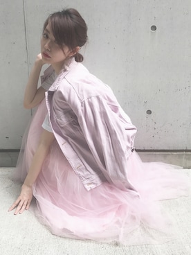 「WC（ダブル シー）のアイテム（デニムジャケット）」を使った、眞白桃々(ましろもも)さん（レディース・159cm）の秋コーディネート
