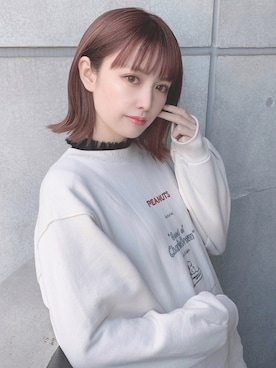 「snidel」｜「アイテム（スウェット）」を使った、眞白桃々(ましろもも)さん（レディース・159cm）の冬コーディネート