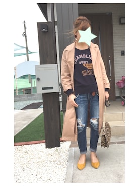 「ドラフトアングリッド」｜「アイテム（チェスターコート）」を使った、cocoさん（レディース・156cm）の春コーディネート